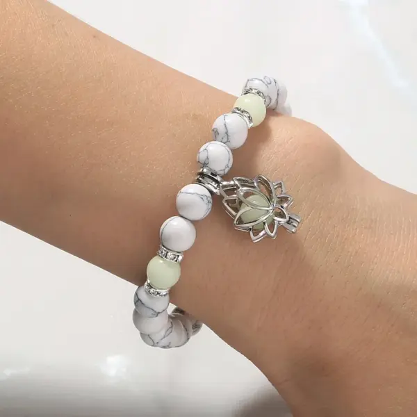 Wholesale Hip-hop Lotus Alloy Beaded Luminous Inlay Zircon Bracelets