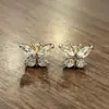 Wholesale Simple Style Butterfly Copper Ear Studs Plating Inlay Zircon Copper Earrings
