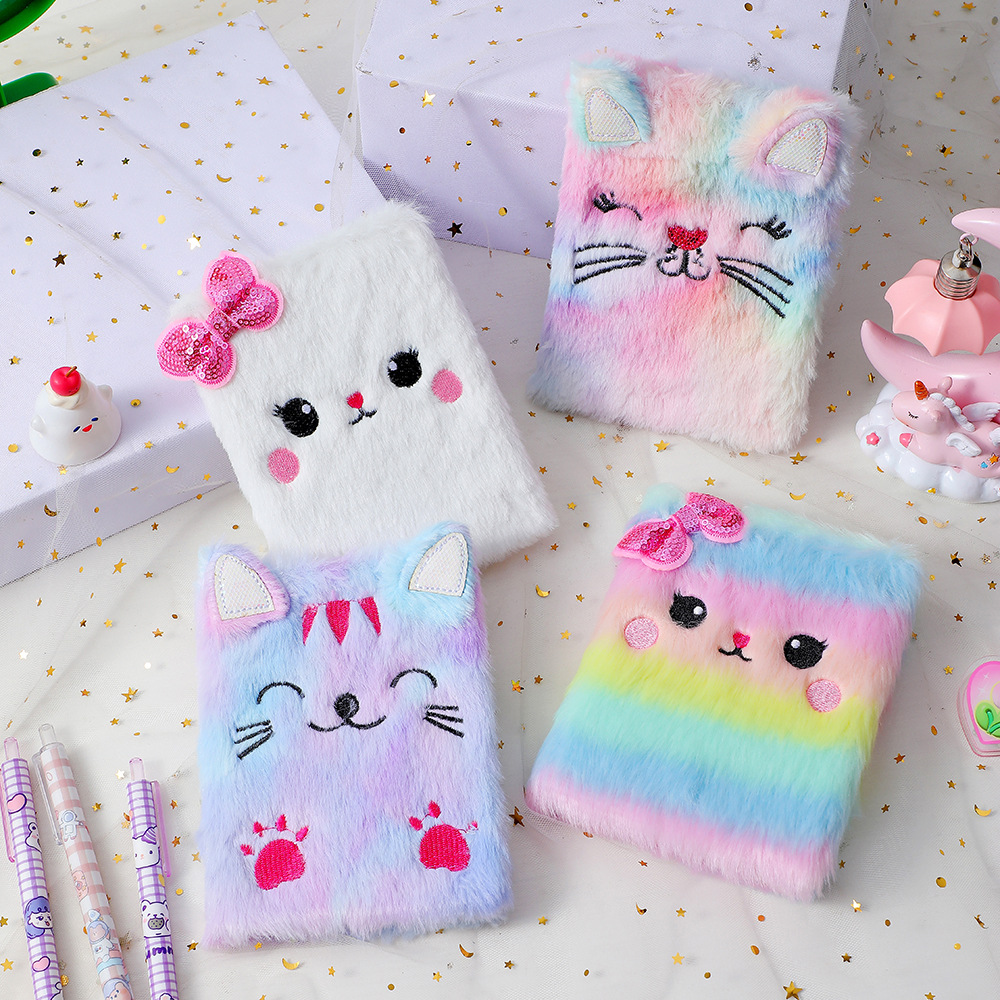 Wholesale Cartoon Plush Notebook Cute Girls Embroidery Aount Book