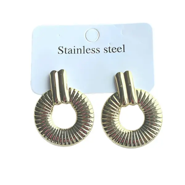 Wholesale Stainless Steel Gold Plated Earrings Gold Retro Geometric Earrings
