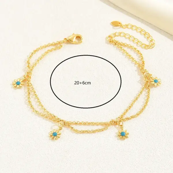 Fitness Flower Copper Patchwork 18k Gold Plated Women's Anklet