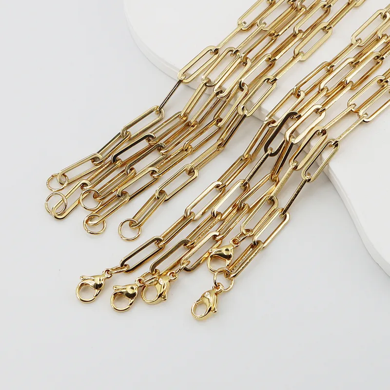 Wholesale Rack Plated Long-Lasting Plated Vacuum Plating Gold Plated Paper Clip 304 Stainless Steel Simple Style 304 Stainless Steel Necklace