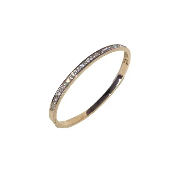 Wholesale Lady Round Titanium Steel Plating Artificial Rhinestones Bangle