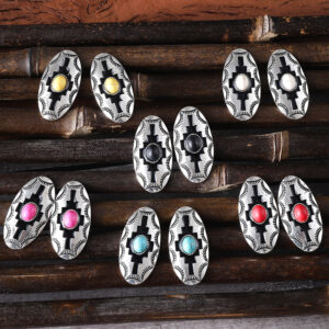 Wholesale Vintage inlaid colored turquoise alloy earrings
