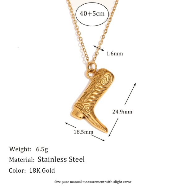Wholesale European and American Ins Fashion Elegant Personality Creative Pendant Stainless Steel Plated 18K Gold Western Cowboy Boots Pendant Necklace Women