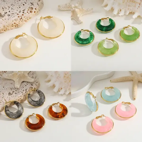 Fashionable Stainless Steel 18K Gold Plated Geometric Earrings Elegant Simple Design For Casual Daily Date Selfie Festival