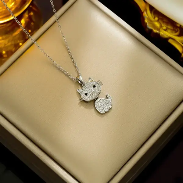 Wholesale PVD Coated Real Gold Plated Cat Stainless Steel Titanium Steel Cute Shiny Waterproof Non Tarnish Stainless Steel Pendant Necklace