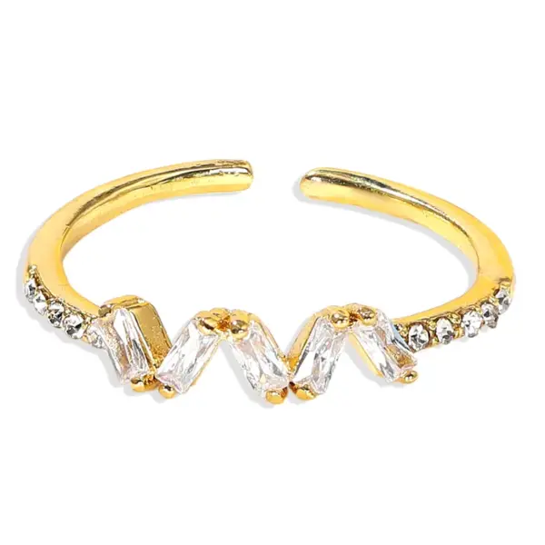 Geometric Silver Transparent Rhinestone Inlaid Series Open Copper Inlaid Zirconium Ring Wholesale Nihaojewerly