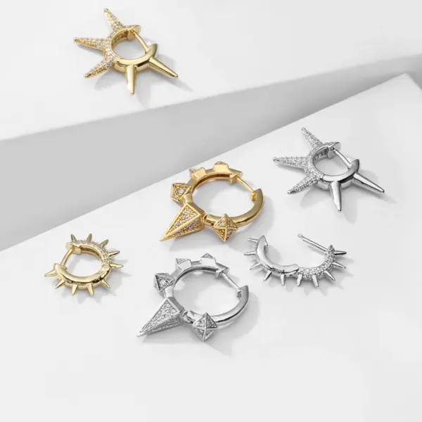 Wholesale Simple Micro-inlaid Thorn Pointed Copper Plated Ear Clip Wholesale Nihaojewelry