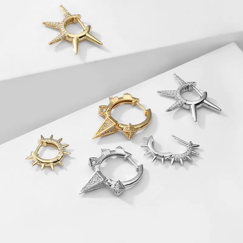 Wholesale Simple Micro-inlaid Thorn Pointed Copper Plated Ear Clip Wholesale Nihaojewelry