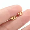 Wholesale PVD Coated Real Gold Plated Letter Stainless Steel Fashion Waterproof Non Tarnish Ear Studs