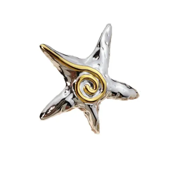 Wholesale Jewelry Hawaiian Starfish 304 Stainless Steel Plating Open Rings