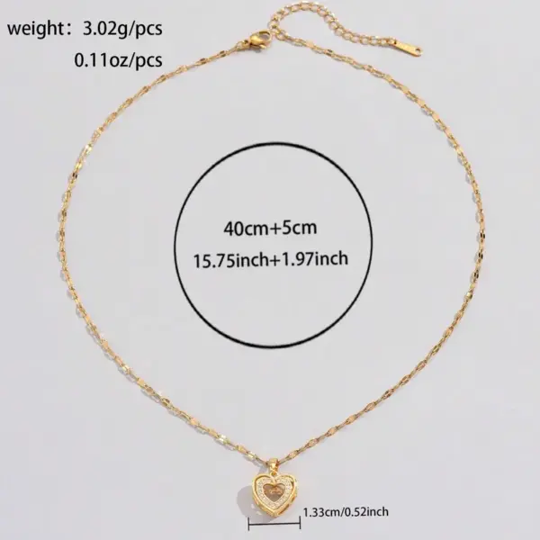 316 Stainless Steel Copper Heart Shape Electroplated 18K Real Gold Plated Vacation Classic Style Waterproof Non Tarnish Coffee Bean Chain Pendant Necklace