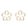 Wholesale Ion Plating (IP) 18K Gold Real Gold Plated Heart Shape Flower 304 Stainless Steel Fashion Waterproof Non Tarnish Ear Studs