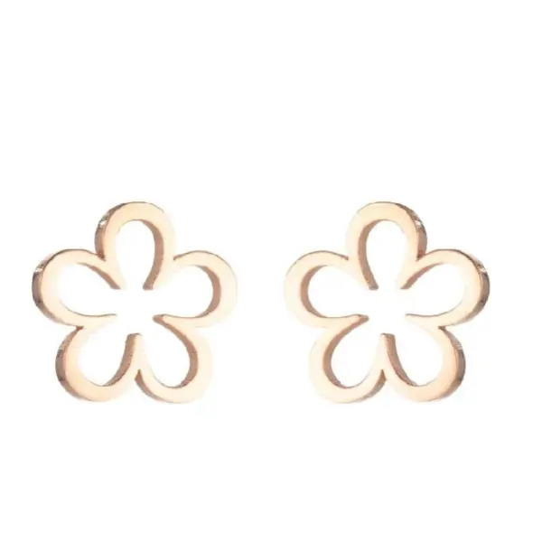 Wholesale Ion Plating (IP) 18K Gold Real Gold Plated Heart Shape Flower 304 Stainless Steel Fashion Waterproof Non Tarnish Ear Studs