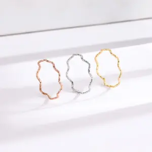 Wholesale Vacuum Plating Real Gold Plated 18K Gold Solid Color 304 Stainless Steel Glam Luxurious Solid Color Waterproof Non Tarnish Rings