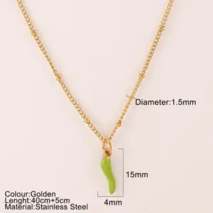 Clip Bead Necklace Tender Grass Green Pepper