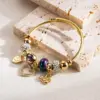 Wholesale Elegant Swan Heart Shape 304 Stainless Steel Alloy Rhinestones Bangle In Bulk