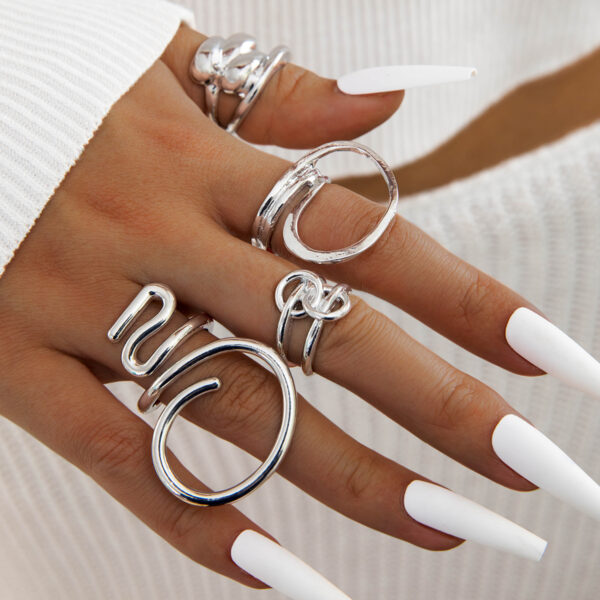 oly-4720b5c4fa8f894240fa809c5ff5fa69 Wholesale Geometric irregular fashion ring set