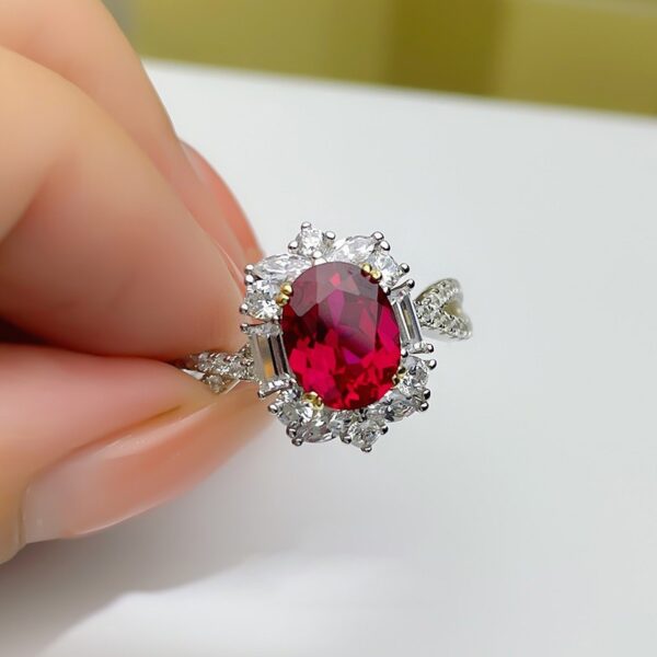 Wholesale Live New High-set 3 Karat Artificial Ruby Ring Inlaid with Seiko Simple and Generous Opening Color Treasure Ring for Women