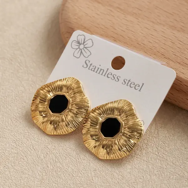 Wholesale Trendy Square 201 Stainless Steel Floral Oval Earrings Fashionable Casual Modern Style Acrylic Embedded Daily Wear For Women