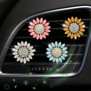 Wholesale Rhinestone sunflower car vent perfume diffuser clip sunflower car interior air conditioning decorations
