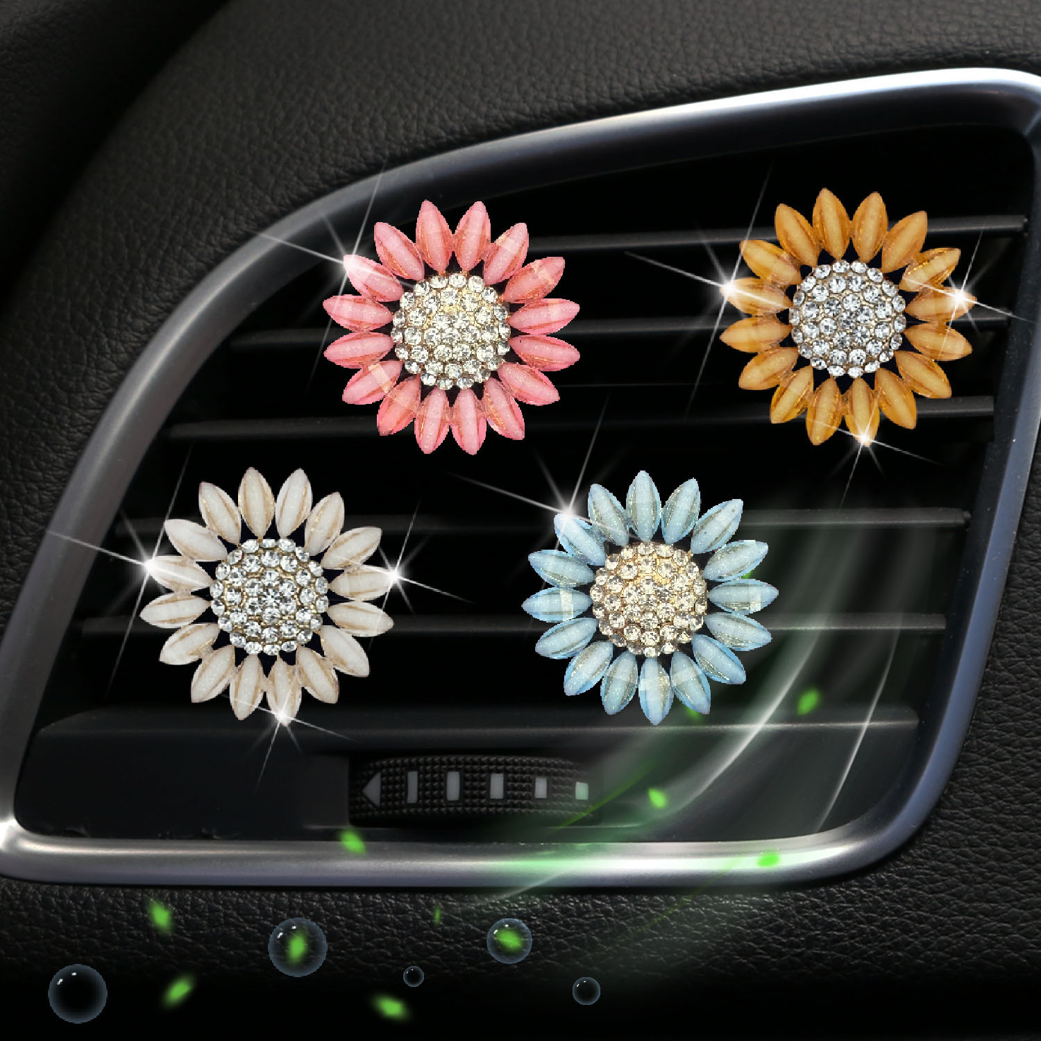 Wholesale Rhinestone suower car vent perfume diuser clip suower car interior air conditioning decorations