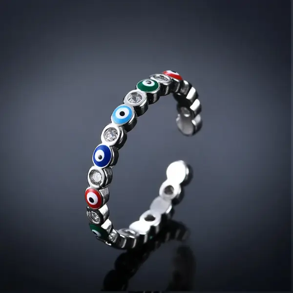 Wholesale Electroplating Golden Plated Eye Copper Fashion Enamel Rings