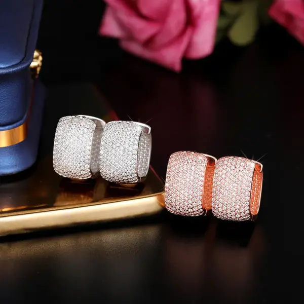 Wholesale 1 Pair Simple Style Shiny Geometric Inlay Copper Zircon Earrings