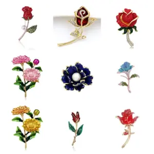 Wholesale Romantic Pin Flower Alloy Inlay Artificial Pearls Rhinestones Women'S Brooches
