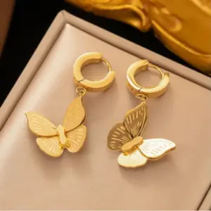 16 [Ag3038] Butterfly Earrings / Gold