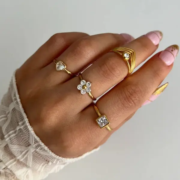 Wholesale Jewelry Retro French Style Simple Style Geometric 304 Stainless Steel Open Rings