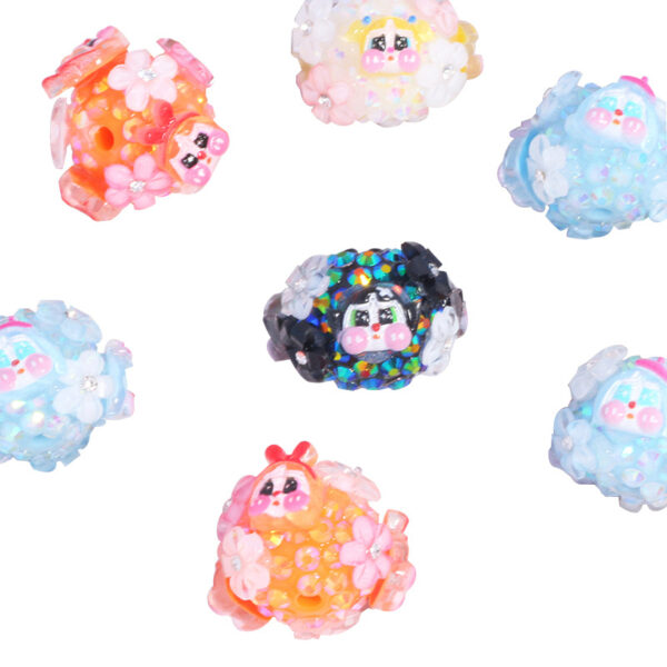 Wholesale Cartoon Crying Bag Straight Hole Loose Beads DIY Mobile Phone Key Chain Necklace Bag Chain Aessories