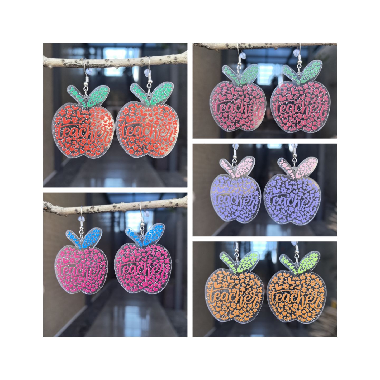 Wholesale Cross-border New School Season Graduation Season Acrylic Earrings Apple English Letter Sweet Holiday Gift Earrings