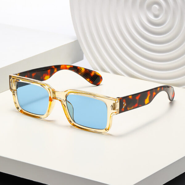 Wholesale New Color-Blocked Square-Frame Fashionable Sunglasses for Men, Small-Frame Sunglasses, European and American Cross-Border Personalized Rice Nail Sunglasses