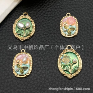 Mix 4 dripping baroque pearl flowers - 1 each of 4 styles - 11g - sn963 / Monet garden oil painting style three-dimensional pendant