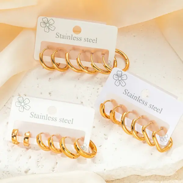 Wholesale 1 Set Basic Simple Style Geometric Flower Irregular Plating Titanium Steel Earrings Ear Studs