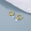 Fashionable Stainless Steel Circle Earrings Elegant Simple Waterdrop Zirconia Dangle Earrings Luxury Women's Jewelry Accessories