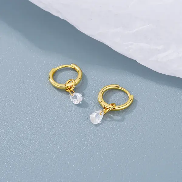 Fashionable Stainless Steel Circle Earrings Elegant Simple Waterdrop Zirconia Dangle Earrings Luxury Women's Jewelry Accessories