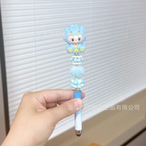 Stylus pen + 0.5mm pen tip / Blue toothless denim fabric - gradient blue pen