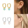 1 Pair Fashion Heart Shape Enamel Inlay Copper Zircon Drop Earrings