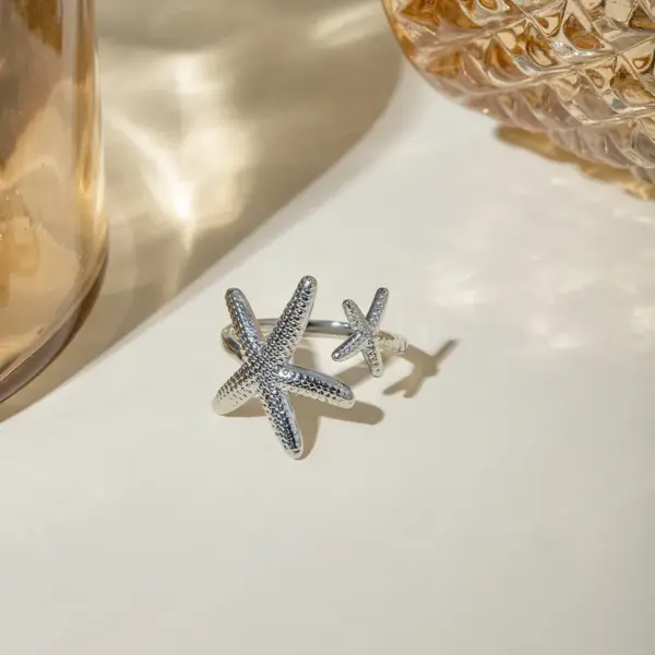 Wholesale Jewelry IG Style Modern Style Classic Style Starfish 304 Stainless Steel PVD Coated Plating Open Rings