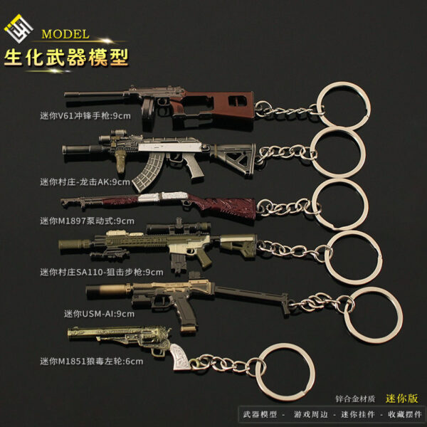 oly-47499fd388410c0f0b45b594e4f5b1fc Wholesale Residual Evil 8 Mini Pump Shotgun V61 Wolfgang Revoer Sniper Rifle Alloy Model Keychain Pendant