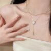 Wholesale Early Spring Accessories Pearl Necklace Simple and High-End Double-Layer Stacked Halter Camellia Sweater Chain Women's Clavicle Chain