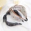 Wholesale Cashew Flower Fabric Satin Wide Version Pressed Hair Headband Hair Accessories for Women Korean Style Fashionable Versatile Knotted Rabbit Ear Headband