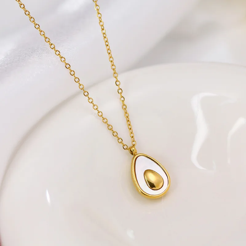 Wholesale PVD Coated Real Gold Plated 18K Gold Avocado 304 Stainless Steel Casual Simple Style Waterproof Non Tarnish Earrings Necklace