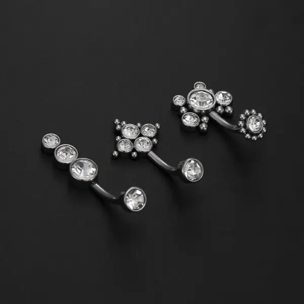 Wholesale Fashion Solid Color Stainless Steel Inlay Zircon Belly Ring 1 Piece