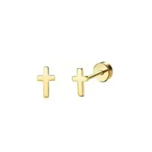 Gold / One Size / Cross stud earrings