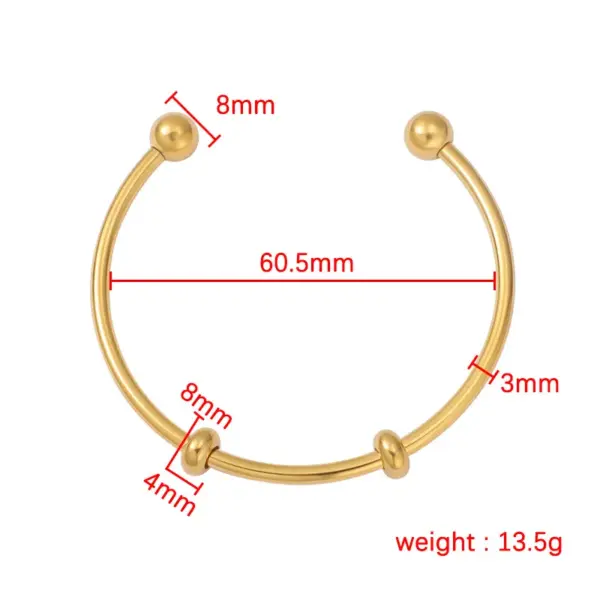 Wholesale PVD Coated 18K Gold Rose Gold Real Gold Plated Solid Color Stainless Steel Retro Waterproof Non Tarnish Bangle