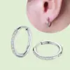 Wholesale 201 Stainless Steel Solid Color Zircon Real Gold Plated Elegant Waterproof Non Tarnish Inlay Hoop Earrings